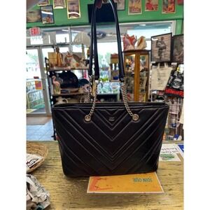 DKNY Black Leather Bag with Chain Strap